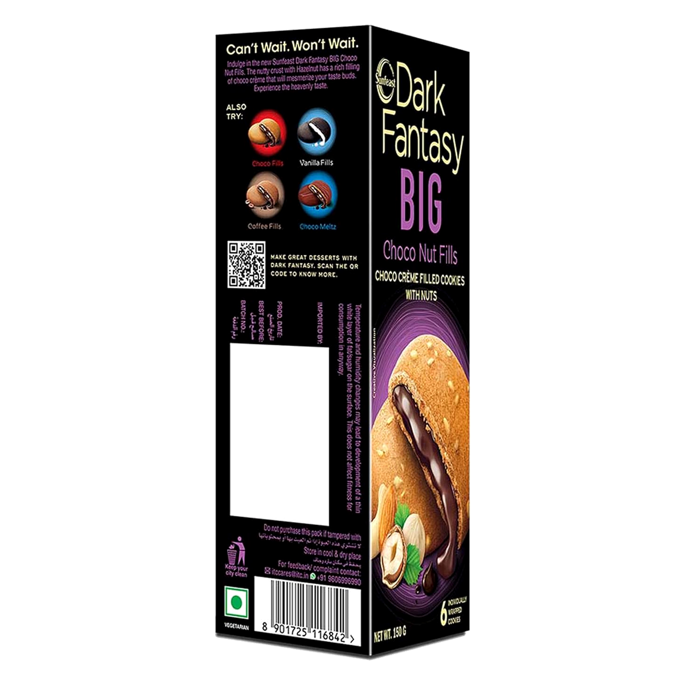 SUNFEAST DARK FAN CHOCO NUTFILLS 150G