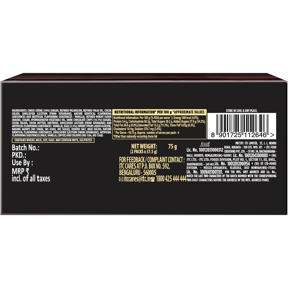 SUNFEAST DF CHOCO STYLE CHUNKS75G
